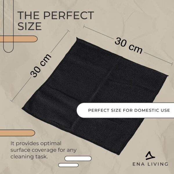 ENA Living Black Microfibre Cloth, Efficient Dusters For Cleaning, Uses Less Water & Chemicals, Picks Up More Dirt, Ideal For Car Cleaning, Window Cleaner, Durable & Effective Dusters For Cleaning - Image 3