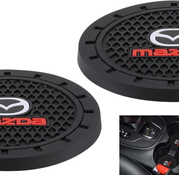 AOOOOP Car Interior Accessories for Mazda Cup Holder Insert Coaster - Silicone Anti Slip Cup Mat for Mazda 3 6 CX-3 CX-5 CX-9 MX-5 (Set of 2, 2.75" Diameter) - Image 2