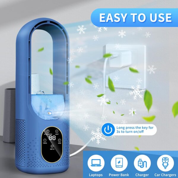 Portable Air Conditioners Fan, Evaporative Mini Air Conditioner with 6 Modes & 1-6H Timer & 7 Colors Night Light, Mini Air Cooling Fan, Personal Desk Air Cooler Fan for Room Bedroom Office Camping - Image 5