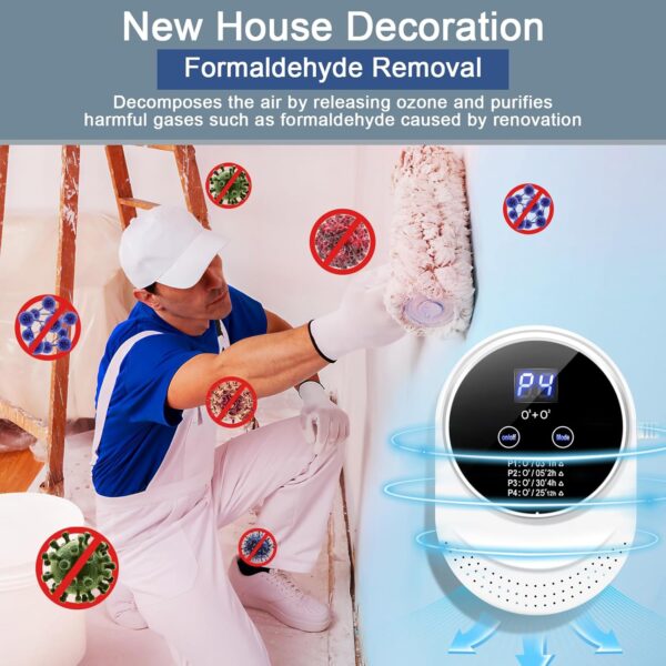 Ozone Generator, Air Purifier for Home Bedroom, Negative Ion Generator 300mg/h Ozone Machine Odor Removal for Home, Pets, Portable Ozone Generator Suitable for Toilets, Living Room, Pet Room, Kitchen - Image 6