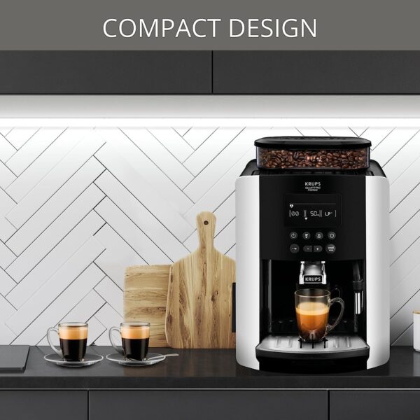 KRUPS Arabica Digital Automatic Coffee Machine, Bean to Cup, Espresso & Cappuccino Maker, 1.7 litre Water Tank, Silver, EA817840 - Image 6