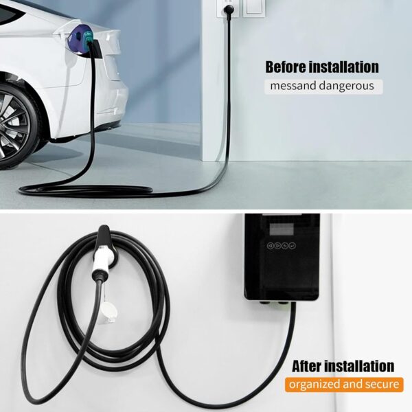 EV Charger Charging Cable Wall Mount, Charging Station for Electric Vehicles, Hanging with a Wire Hanger, Charging Station Wall Mount, Electric Vehicle Charging Cable Organiser (Tesla Specific) - Image 5