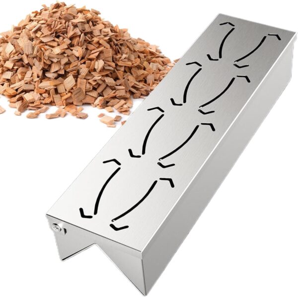 Wood Chip Box, Wood Chips Box - Stainless Steel Smokers Box - Stainless Steel BBQ Accessories with Practical Hinge Lid, Add Flavor to b - Image 9