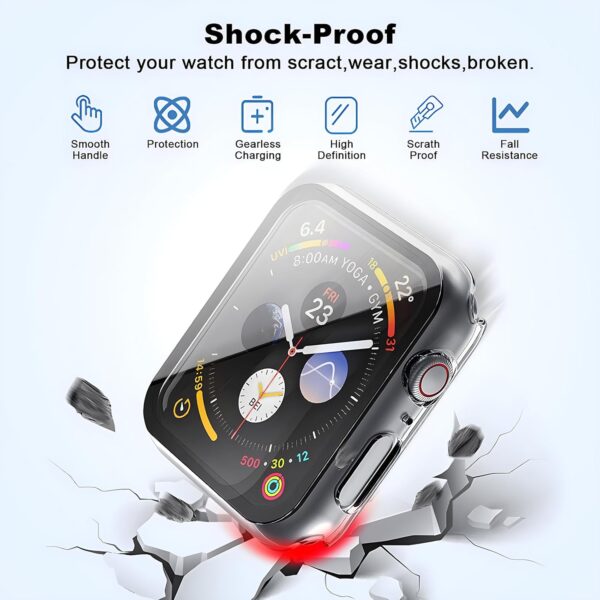 Whioltl Clear Case with Tempered Glass Screen Protector for Apple Watch Series 6 Series SE Series 5 Series 4, Transparent Ultra-Thin Cover, Shockproof Hard PC Bumper Compatible with iWatch 40mm - Image 4
