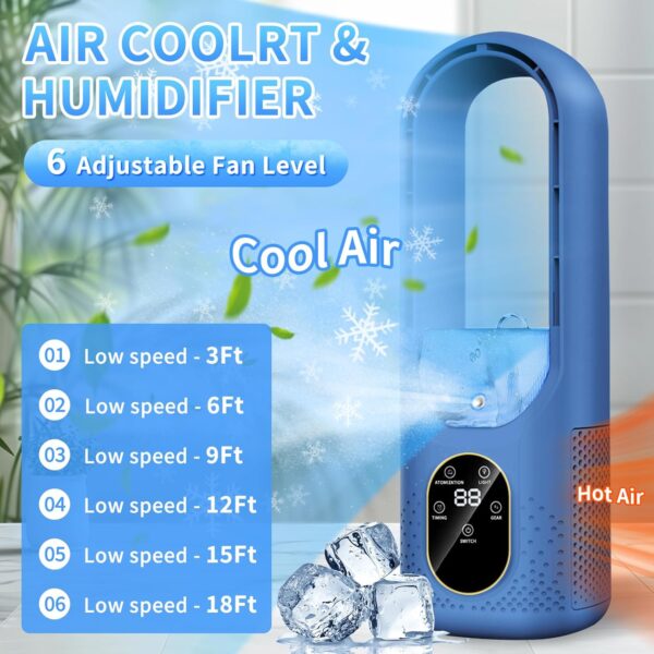Portable Air Conditioners Fan, Evaporative Mini Air Conditioner with 6 Modes & 1-6H Timer & 7 Colors Night Light, Mini Air Cooling Fan, Personal Desk Air Cooler Fan for Room Bedroom Office Camping - Image 3