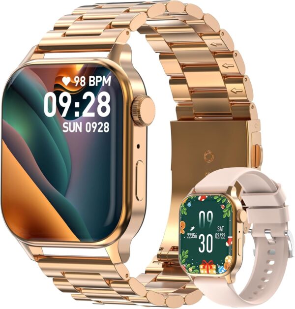 Homailida Smart Watch for Men with Answer/Make Calls, 1.85" HD Display Fitness Tracker Watch with Waterproof 100+Sports Modes Health Monitor Sleep Monitor for iOS Android ﻿ (Gold) - Image 2