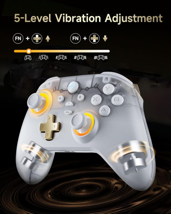 AKNES EasySMX D05 Wireless Gaming Controller with Charging Dock for PC/Switch/iOS/Android,Hall Effect Joystick & Triggers,2 Programmable Back Buttons,1000Hz Polling Rate,Adjustable RGB Lighting-White - Image 10