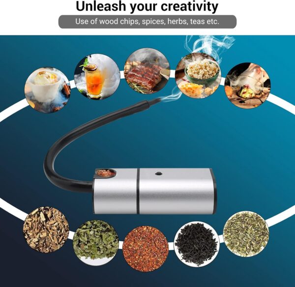 BORUiT Smoking Gun BBQ Cold Food Smoker, Portable Smoke Infuser Cheeses Salmon Sausage Meat Cocktail Smoker Handheld Portable BBQ Smoker with Wood Chips - Image 9