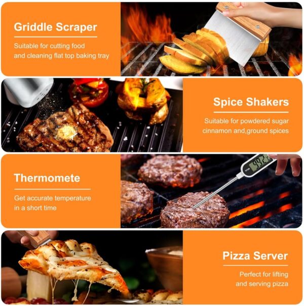 DY DECENT FAMILY BBQ Griddle Accessories Kit, Upgrade 26Pcs Tools Set for Blackstone, Outdoor Flat Top Grill Set, Hibachi Spatula Christmas Grilling Gift Men Women (A16-C02-Y) - Image 6