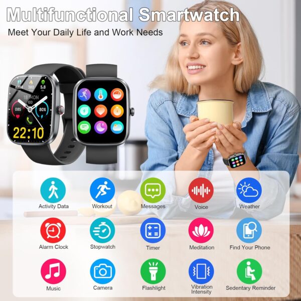 Smart Watch for Men Women, Smart Watches Answer/Make Calls, Fitness Watch with Heart Rate/Sleep Monitor, 100+ Sport Activity Tracker Step Counter, IP68 Waterproof Fitness Tracker for Android iOS - Image 7