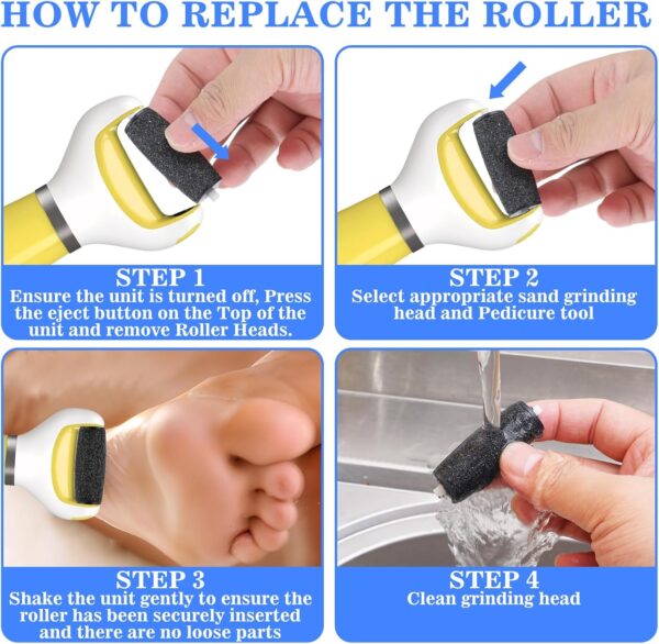 5Pcs Extra Coarse Pedi Replacement Rollers, Scholl Foot File Replacement Rollers Electric Foot File Replacement Heads, Perfect Refills Electronic Foot File - Image 5
