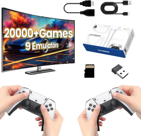 Wireless Retro Game Console, Retro Game Stick 4K HDMI Output Built-in 20000+ Games Daul 2.4GHz Wireless Controllers 9 Emulators Plug and Play Video Games for TV - Image 2