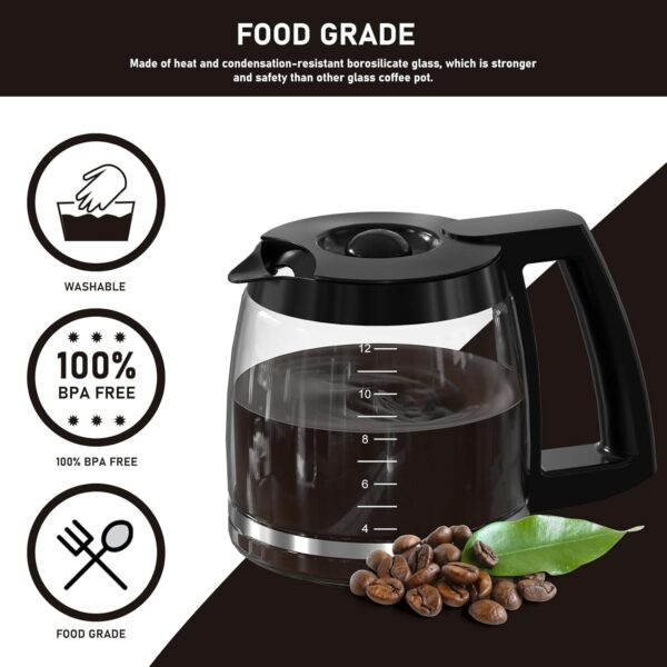 12-Cup Coffee Pot Replacement Compatible with Cuisinart Coffee Maker Models SS-12, SS-15, SS-16, DCC-1100BK, DCC-1200, DCC-2650, CHW-12P1, DGB-400, DGB-550BK, DGB-550BK1, DGB-625BC and DGB-700BC - Image 5