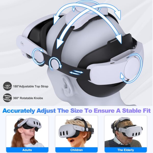 Lightweight Liftable Head Strap for Meta Quest 3/3S/Meta Quest 2,VR Headset Elite Strap Replacement for Oculus Quest 3/3S/2 Accessories,Pressure-Reduce Headstrap with All-Directional Adjust Wheel Knob - Image 5