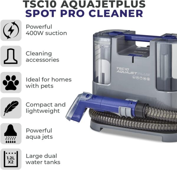 Tower T548005, Spot Cleaner, Grey & Blue, 1.2L, 400 W, 1.2 liters - Image 3