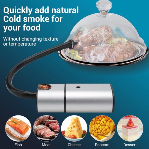BORUiT Smoking Gun BBQ Cold Food Smoker, Portable Smoke Infuser Cheeses Salmon Sausage Meat Cocktail Smoker Handheld Portable BBQ Smoker with Wood Chips - Image 3