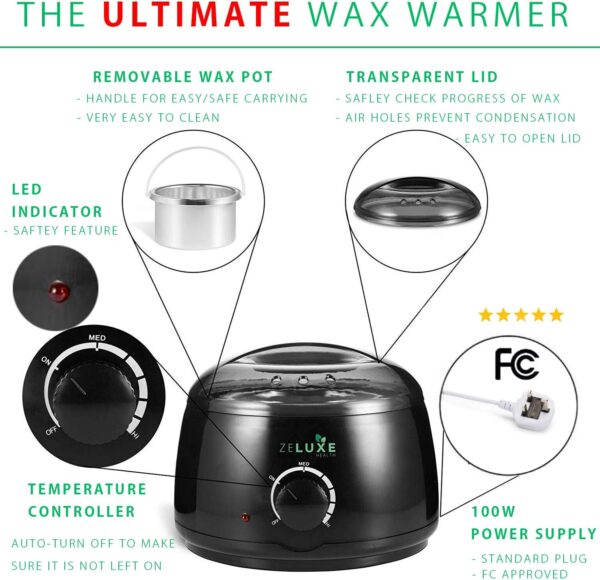 Waxing Kit For Women - Wax Warmer - Home Waxing Kit For Hair Removal - Manicure Set Included for Perfect Salon Hair Removal Results for Women & Men (UK Power Adaptor) - Image 3