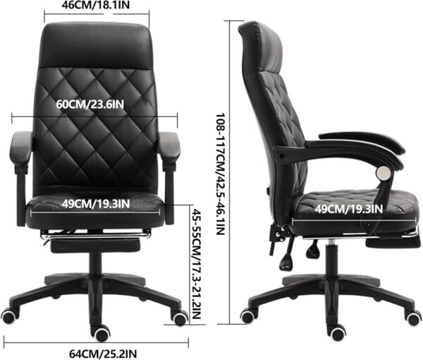 Ergonomic Gaming Chair with Massage Function, Footrest, 360° Swivel, Quiet Wheels, Wide Headrest & Armrests - Ideal for Office, Home, Study, Executive Use - Image 3
