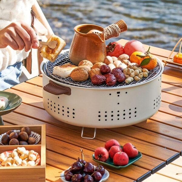 BBQ Grill, Portable Pre-Seasoned Charcoal Grill Stove, Versatile Cooking Methods, Indoor Outdoor Hibachi-Charcoal Grill For Camping Picnic Party(B) - Image 7