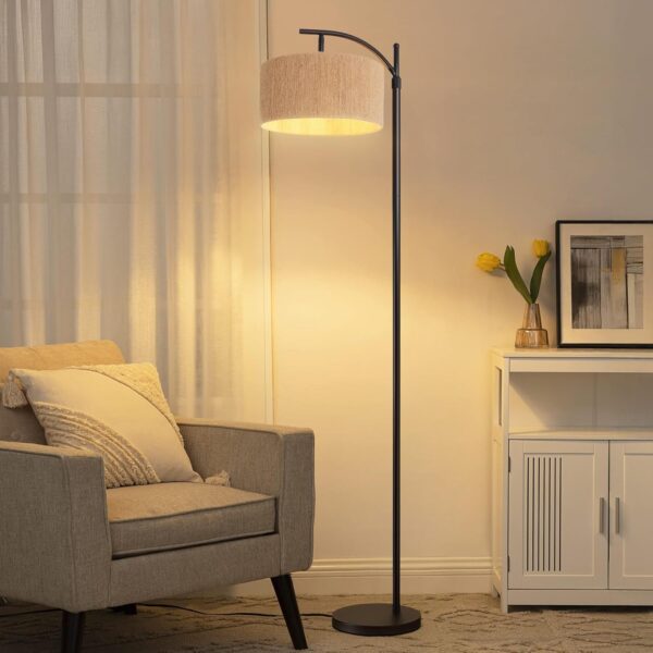 INMOZATA Floor Lamp, Dimmable Floor Lamps with Remote Control, Cylinder Rattan Woven Lampshade Rustic Boho Tall Standing Lamp for Living Room, Bedroom, Office, Included E27 Bulb - Image 8
