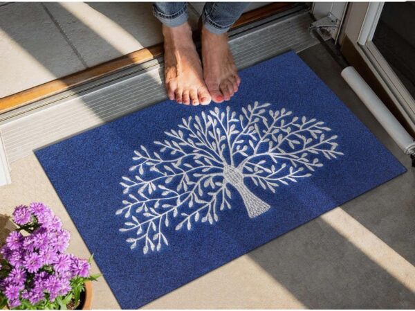 AOAOPQ Front Door Mats Indoor Washable Floor Mat Inside Heavy Duty Non Slip Entrance Rug Shoes Scraper Absorbent Thin Door Blue Mat - Image 6