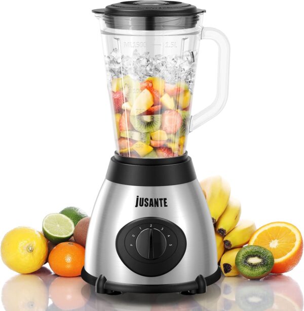 JUSANTE Countertop Blender, 1000W Professional Kitchen Blender for Shakes and Smoothies High Speed Ice Crusher Frozen Drinks 48 OZ Glass jar - Image 2