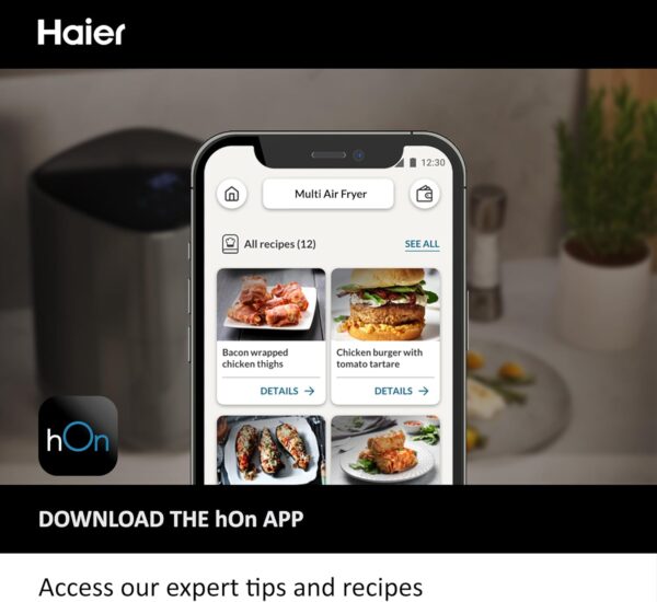 Haier Air Fryer, I-Master Series 5, 6-in-1 with Touch Display, Bake, Roast, Grill, Defrost & Dehydrate, 5L Capacity, hOn App, Black [HAF5P] - Image 9
