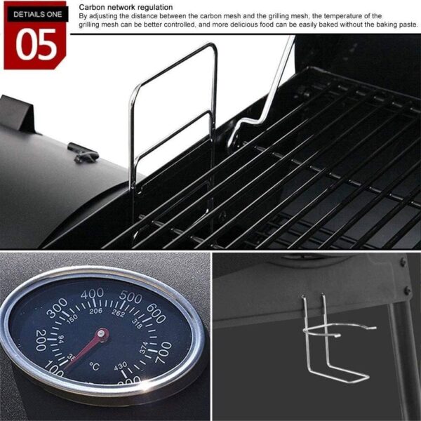 Charcoal Grill Portable Barbecue Grill BBQ Charcoal Grill Smoker Barbecue Grill Home Meat Cooker Smoker With Offset Smoker And Fold-Down Shelf, Outdoor Picnic Camping Garden Roaster For 8-12 People - Image 6