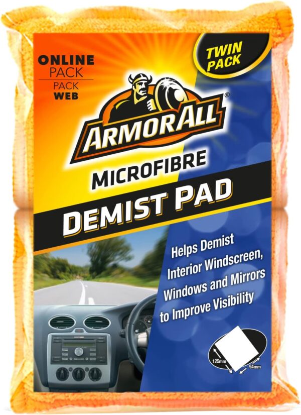 Armor All, Microfibre Car Demist Pad, Set of 2, Quick Demisting for Clear Vision, Gentle and Scratch-Free Cleaning, Designed for Windscreen, Windows and Mirrors, Ideal for Car & Motorcycle Detailing - Image 2