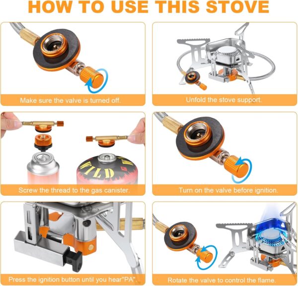 Adiwo Camping Stove Portable, Windproof Backpacking Burner, 3500W Rocket Gas Stove With Piezo Ignition, Foldable for Outdoor Hiking, Picnic, Trekking, BBQ - Image 7