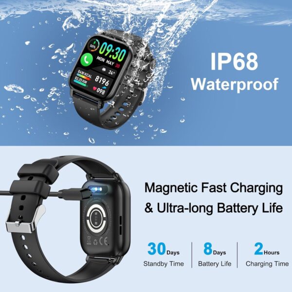 Smart Watch for Men Women with Bluetooth Call/Message Reminder, Fitness Watch 1.85" Touch Screen, Watch Heart Rate/Sleep/Spo2/Calories/Steps Monitor, 112+ Sport Mode, Activity Tracker for Android/iOS - Image 7