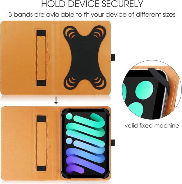 HGWALP Universal Case for 7-8 inch Tablet, Stand Folio Case with Adjustable Silicon Band and Stand - Image 4