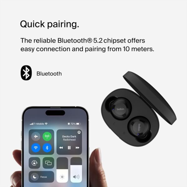 Belkin SoundForm Bolt True Wireless Earbuds, Wireless earphones with up to 28H of battery life and Mono Mode, IPX4 sweat and water resistance, Bluetooth headphones with mic for iPhone, Galaxy and more - Image 4