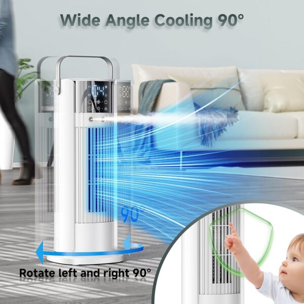 Portable Air Conditioner 5-in-1 Evaporative Air Cooler & Remote Control,90" Tower Fan,4 Fan Speeds,Automatic Oscillation,10 Hour Timer and Sleep,Humidification Mode for Office,Home,Room,Bedroom - Image 7