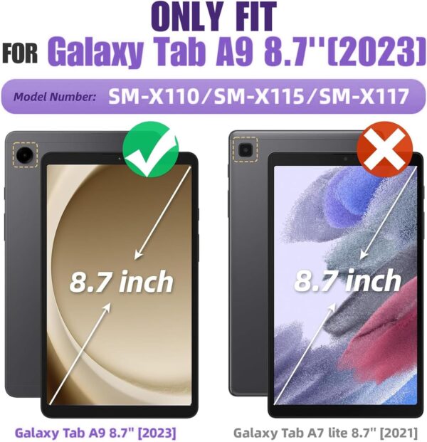 CLARKCAS Case for Samsung Galaxy Tab A9 Case 8.7 inch 2023(SM-X110/X115/X117) with Screen Protector Pencil Holder,Kids Shockproof Silicone Cover 360 Stand Hand Shoulder Strap for Galaxy A9 Black - Image 3