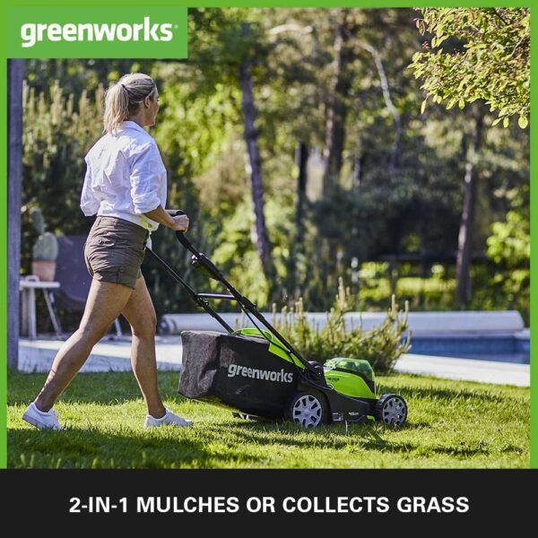Greenworks G40LM41 Cordless Lawnmower, 41cm Cutting Width, 2 x 40V Battery, 40V 5A Rapid Charger - Image 5