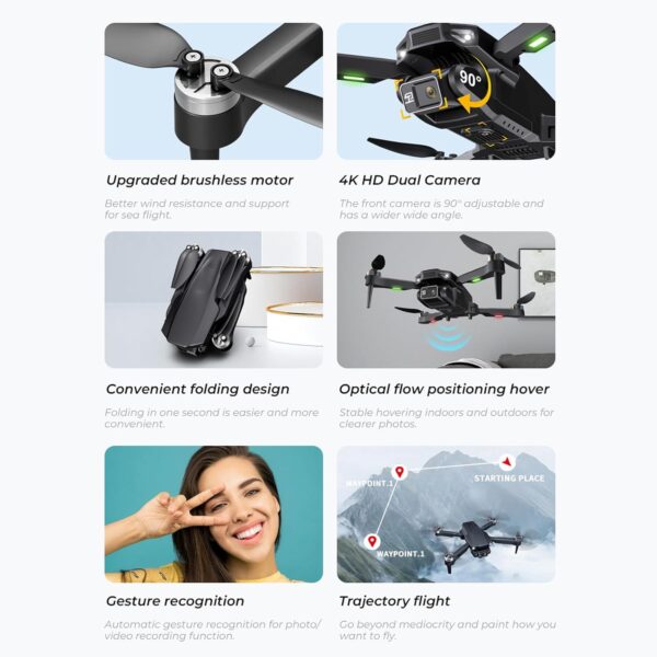 TSLVTA Drones with 4K UHD Cameras for Adults Beginners Kids Foldable RC Quadcopter Toys with Battery Carrying Case One Key Take Off Land Altitude Headless Mode Degree Flips - Image 3