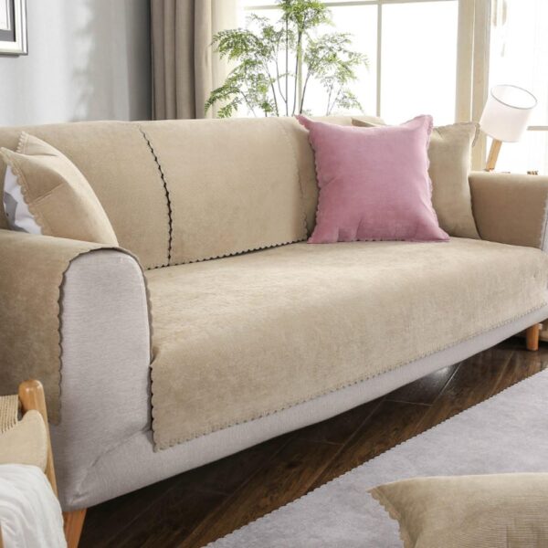 Waterproof Quilted furniture protectors covers for pet dog,Leather Sofa slip cover Non-slip Solid color Sectional sofa throw cover pad For all season L U shaped sofa-1 piece-B 43x94inch(110x240cm) - Image 2