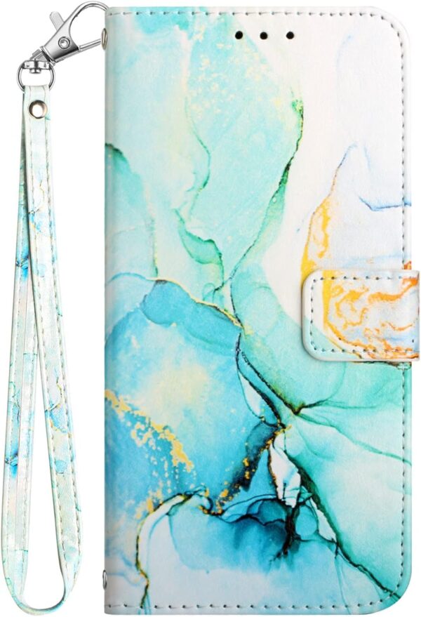 Knoowcase for Wallet Samsung Galaxy A14 Case Samsung A14 5G Shockproof PU Leather Case Marble Flip Bumper Case with Built-in Card Holder Protective Kickstand Skin Cover for Samsung A14, Green - Image 2