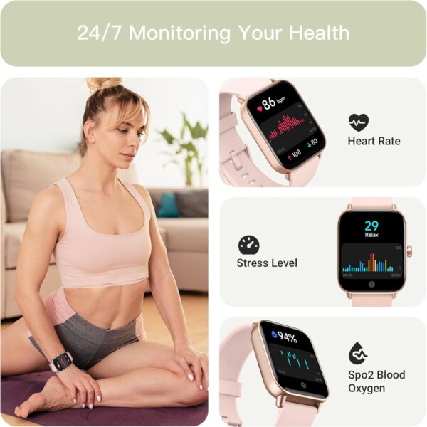 Smart Watch for Women (Alexa Built-in & Bluetooth Call), 1.8" Smartwatch with SpO2/Heart Rate/Sleep/Stress Monitor, Calorie/Step/Distance Counter, 100+ Sport Modes, IP68 Fitness Watch for Android iOS - Image 4