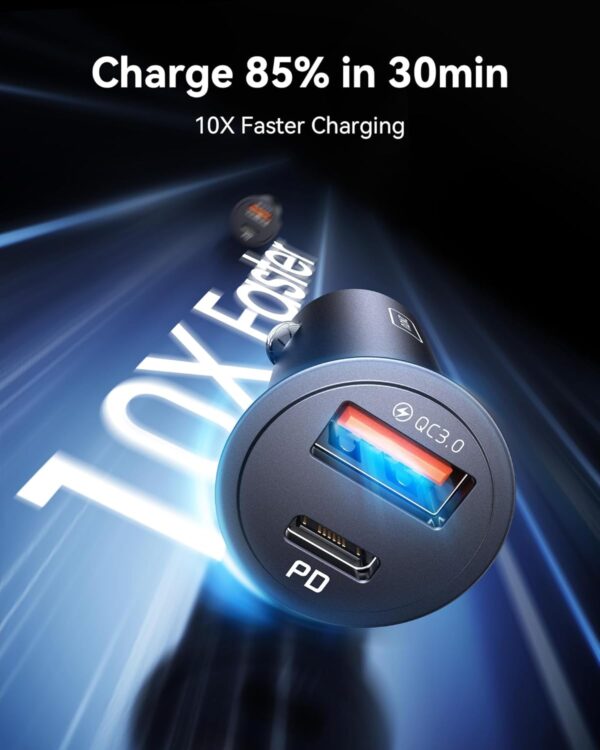 INIU Car Charger, Cigarette Lighter USB Charger Total 60W [C 30W+A 30W], 12V USB Socket, [1m] 100W PD3.0 Type C Cable Fast Charge, Car Phone Charge Adapter for iPhone 16 Pro Max iPad Samsung Laptops - Image 4
