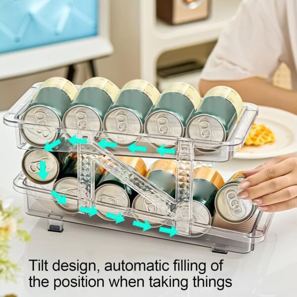 Drink Organizer For Fridge, Fridge Soda Can Organizer, Refrigerator Can Arranger, Smart Open Framework, Strong Support, 875g For Juice, Beer, Yogurt - Image 3