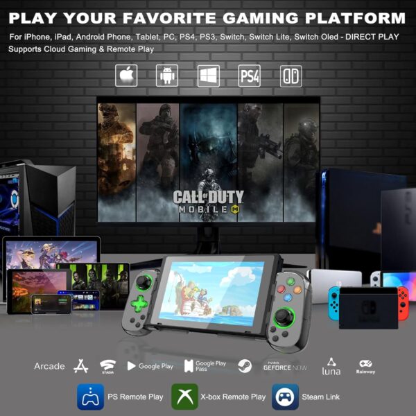Wireless Game Controller for PC/iOS/Android/Switch, arVin Bluetooth Gamepad with Hall Effect Joysticks/LED Lights/Vibration Motors/Turbo Function, Compatible with Cloud Games - Image 3