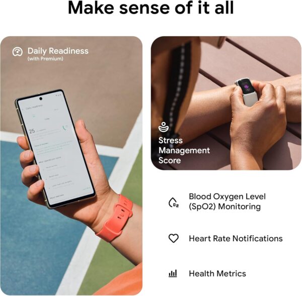 Google Fitbit Charge 6 Activity Tracker with 6-months Premium Membership Included, 7 days battery life and Google Wallet and Google Maps, Porcelain / Silver Aluminium - Image 6