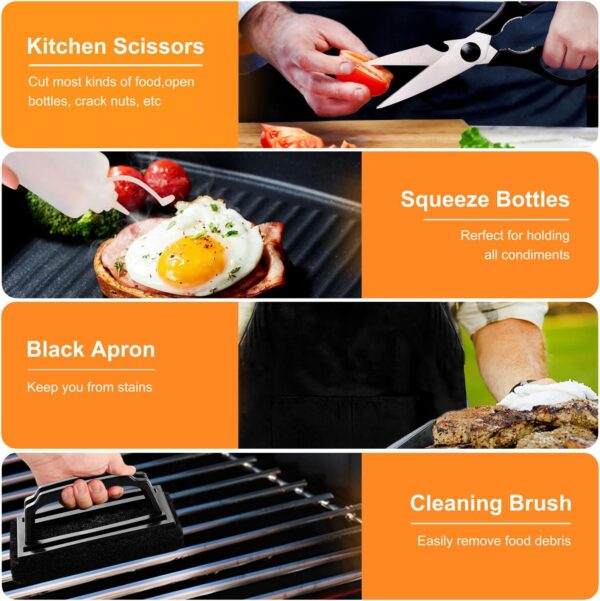 DY DECENT FAMILY BBQ Griddle Accessories Kit, Upgrade 26Pcs Tools Set for Blackstone, Outdoor Flat Top Grill Set, Hibachi Spatula Christmas Grilling Gift Men Women (A16-C02-Y) - Image 7