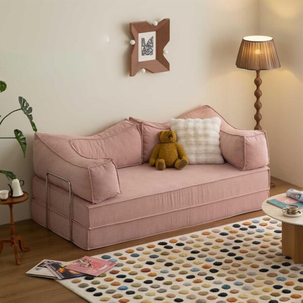 Modular Sectional Sofa Couch Convertible Sofa Bed with Removable Backrest and Chenille Fabric Folding Sofa Bed for Living Room 1.5m E - Image 3