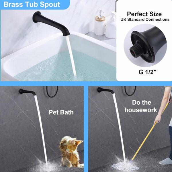 Matte Black Thermostatic Shower Mixer Set, Brass Concealed Rain Shower System with 9 Inches Round Shower Head, Handheld and Tub Spout, 3 Outlets - Image 5