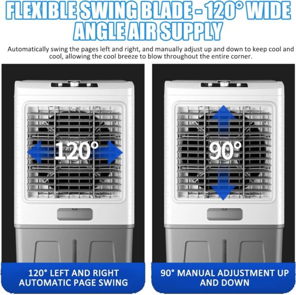 Evaporative Air Cooler 3-IN-1 with Ice Packs & 90° Oscillation - Portable Cooler for Bedroom, 3 Speeds Air Conditioner - Image 4