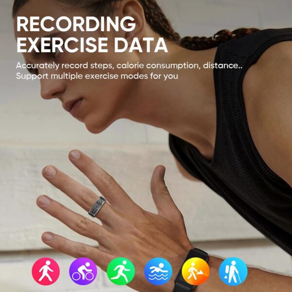findtime Smart Ring Heart Rate Monitor Sleep Ring Fitness Tracker Blood Pressure Ring Blood Oxygen Step Counter Calories Pedometer Waterproof Health Retro Vintage Smart Rings for Men Women - Image 5