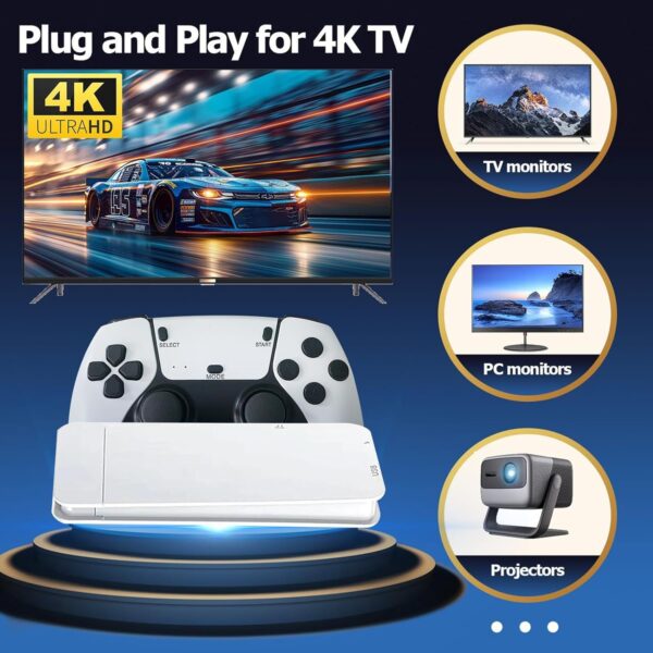 Wireless Retro Game Console, Retro Game Stick 4K HDMI Output Built-in 20000+ Games Daul 2.4GHz Wireless Controllers 9 Emulators Plug and Play Video Games for TV - Image 4